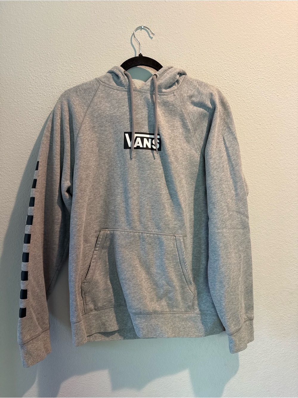 Vans Light Grey Pullover Hoodie with Black Logo